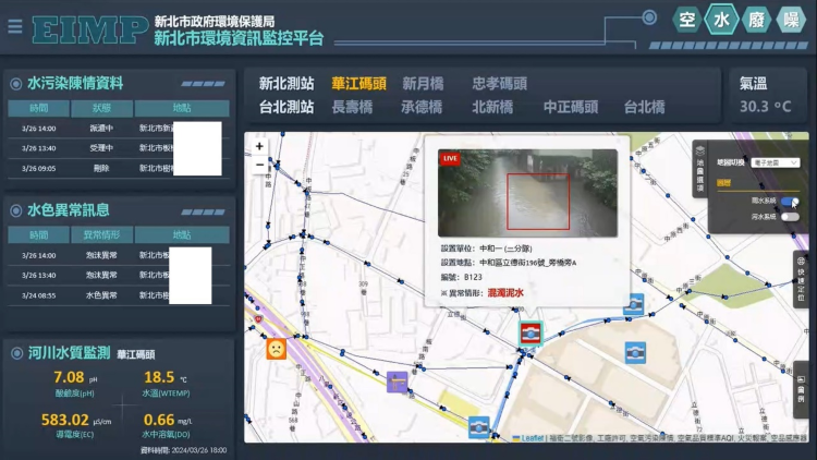 《圖說》EIMP應用於水污染即時通報。〈環保局提供〉