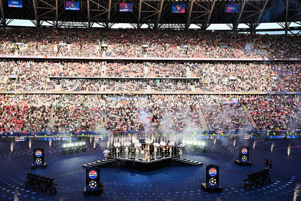 THE KILLERS headline the UEFA Champions League Final Kick Off Show presented by Pepsi at the Puskás Aréna in Budapest, via Getty Images. THE KILLERS headline the UEFA Champions League Final Kick Off Show presented by Pepsi at the Puskás Aréna in Budapest, via Getty Images.